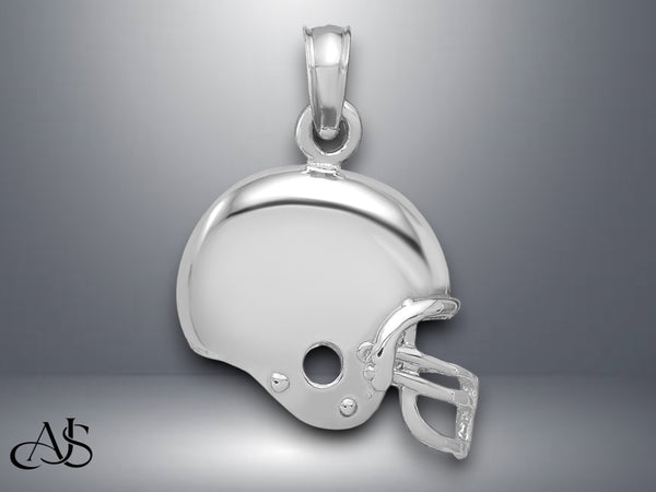 14K Yellow Gold or White Gold Football Helmet Pendant with Necklace Chain Options
