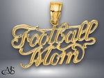Load image into Gallery viewer, 14K Yellow Gold FOOTBALL MOM Charm with Necklace Chain Options
