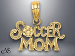 Load image into Gallery viewer, 14K Yellow Gold SOCCER MOM Charm with Necklace Chain Options
