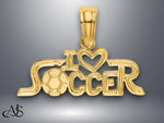 Load image into Gallery viewer, 14K Yellow Gold I HEART SOCCER Charm with Necklace Chain Options
