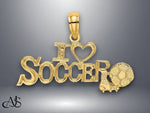 Load image into Gallery viewer, 14K Yellow Gold I HEART SOCCER w/Ball Charm with Necklace Chain Options

