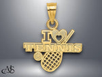 Load image into Gallery viewer, 14K Yellow Gold I HEART TENNIS Charm with Necklace Chain Options
