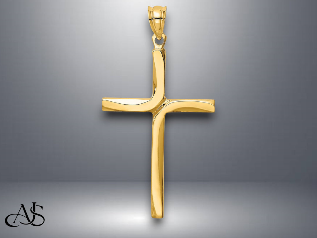14K Yellow Gold Polished Cross Pendant with Necklace Chain Options