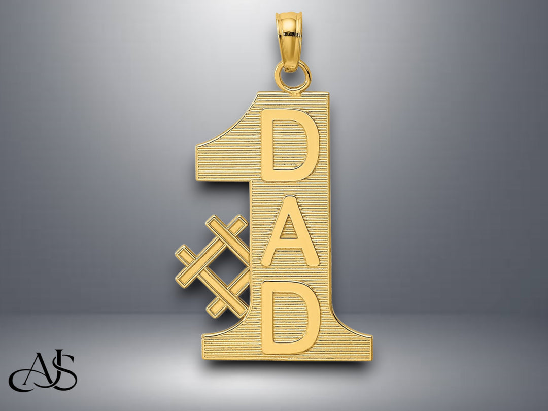 14K Yellow Gold #1 DAD Charm with Necklace Chain Options