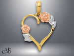 Load image into Gallery viewer, 14K Two-tone Gold and White Rhodium Polished Flower Heart Pendant with Necklace Chain Options
