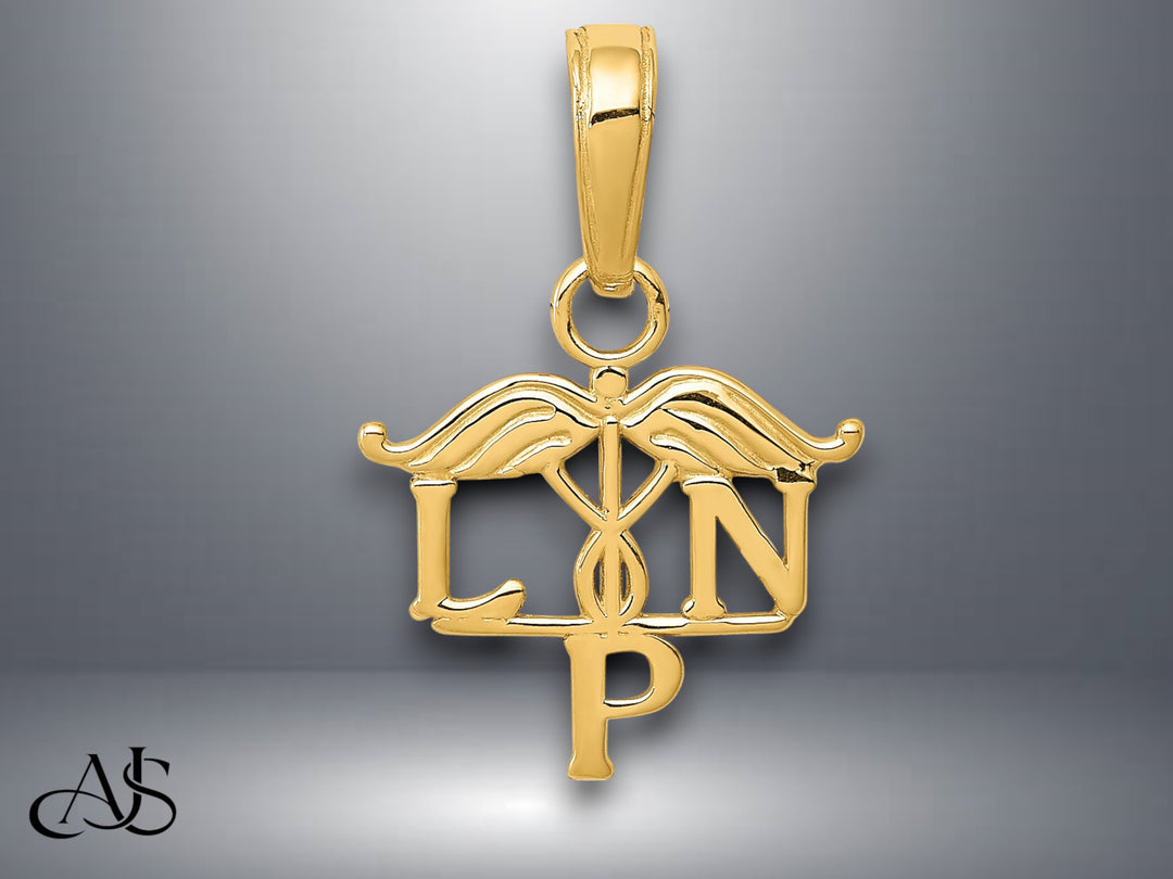 14K Yellow Gold LPN Symbol Pendant with Necklace Chain Options