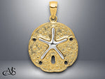 Load image into Gallery viewer, 14K Two Tone Gold Sand Dollar w/ Starfish Pendant with Necklace Chain Options
