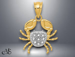Load image into Gallery viewer, 14K Yellow Gold Rhodium Diamond-Cut Crab Pendant with Necklace Chain Options
