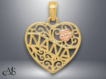 Load image into Gallery viewer, 14K Two-tone Gold Polished NANA w/Flower on Heart Pendant with Necklace Chain Options
