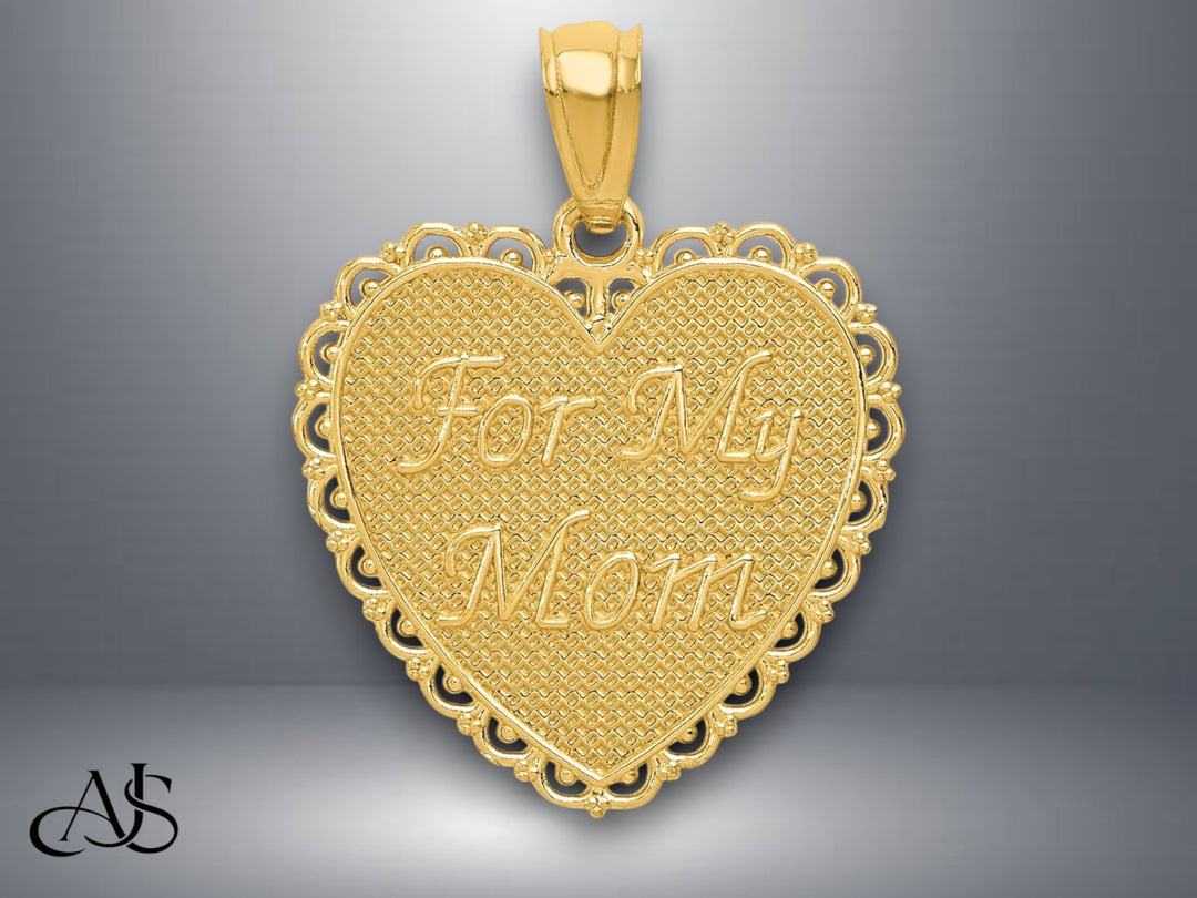 14K Yellow Gold Reversible FOR MY MOM/ Thanks For Everything Pendant with Necklace Chain Options