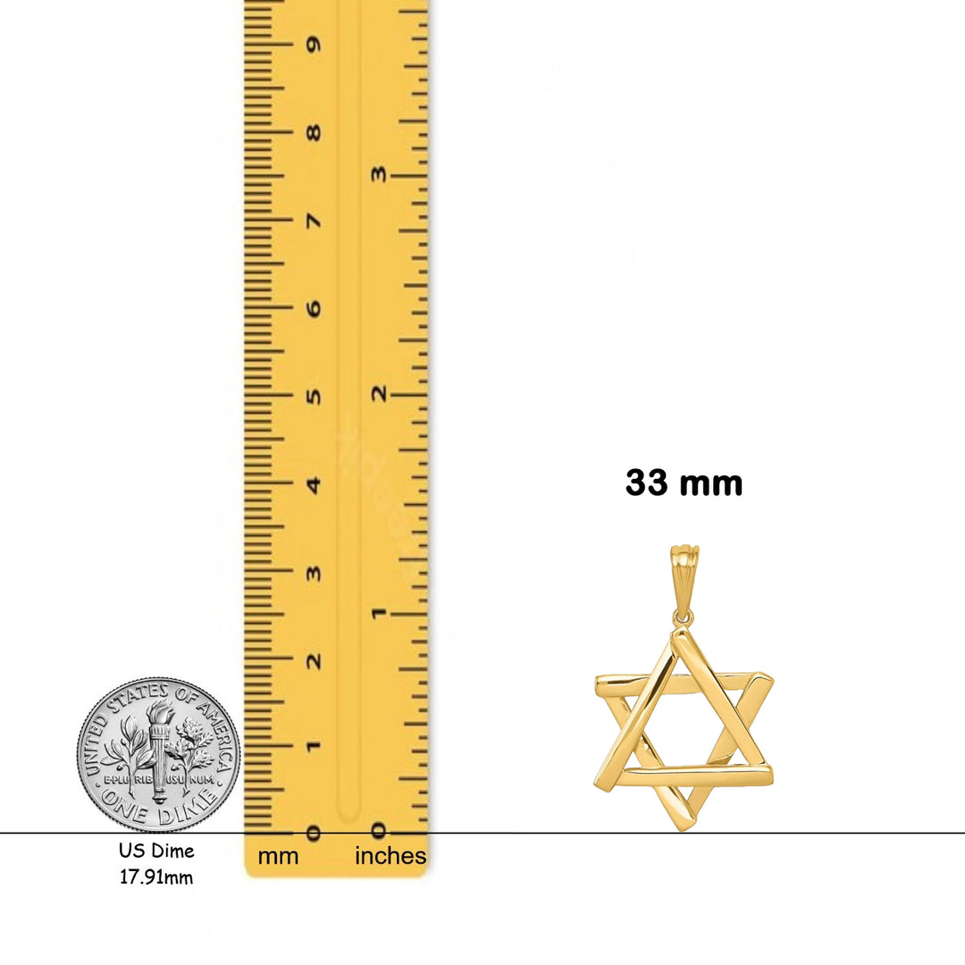 14K Yellow Gold Polished Star of David Pendant with Necklace Chain Options