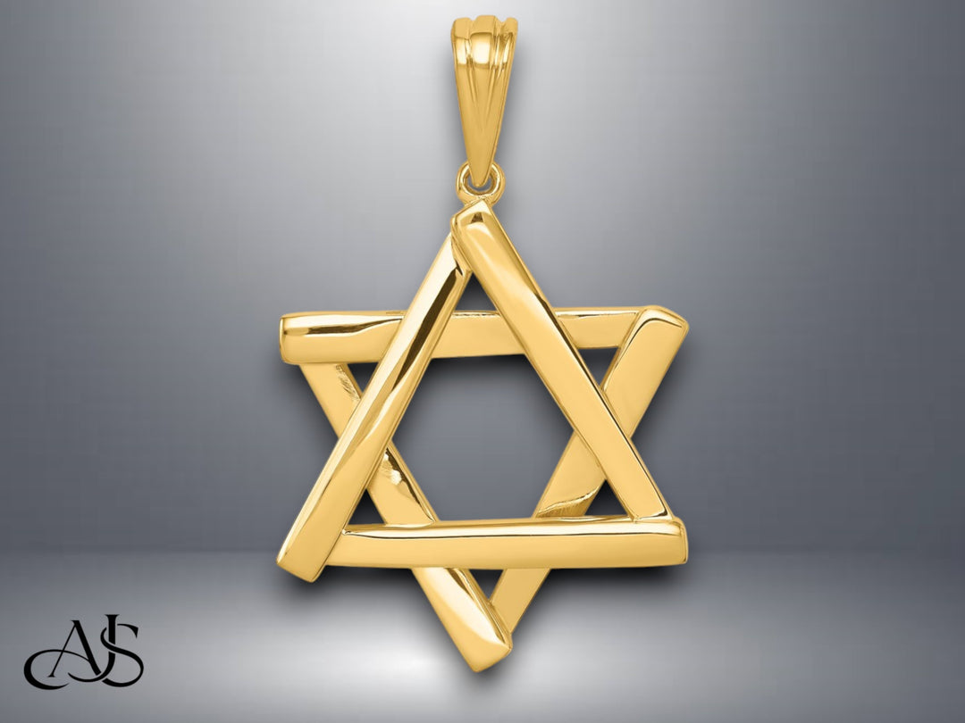 14K Yellow Gold Polished Star of David Pendant with Necklace Chain Options