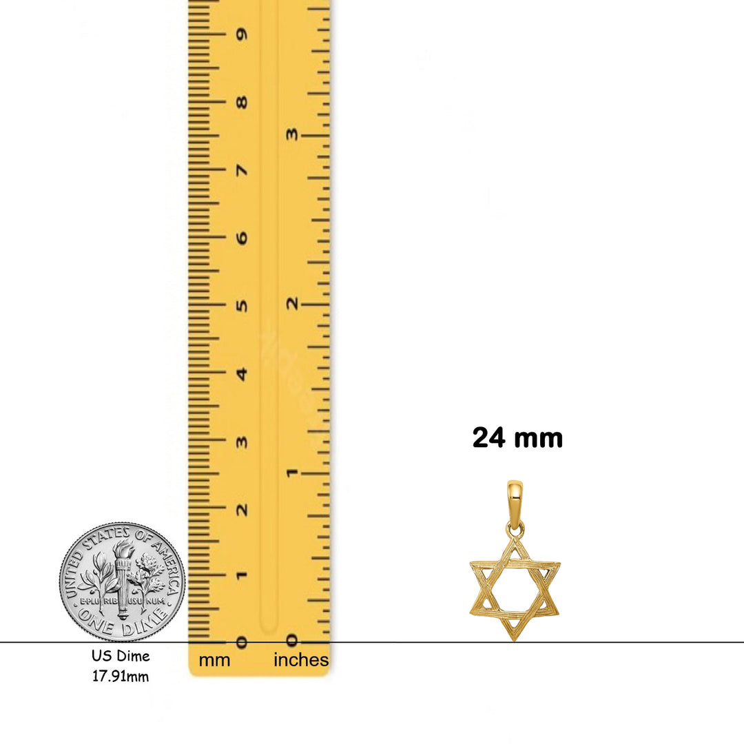 14K Yellow Gold Star of David Pendant with Necklace Chain Options