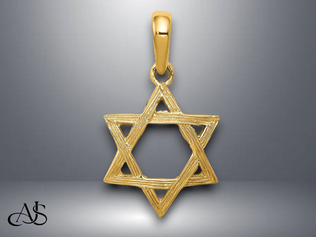 14K Yellow Gold Star of David Pendant with Necklace Chain Options