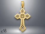 Load image into Gallery viewer, 14K Yellow Gold Polished Passion Cross W/Lace Center Pendant with Necklace Chain Options
