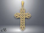 Load image into Gallery viewer, 14K Yellow Gold or White Gold Polished Large Rope Frame Filigree Cross Pendant with Necklace Chain Options
