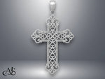 Load image into Gallery viewer, 14K Yellow Gold or White Gold Polished Large Rope Frame Filigree Cross Pendant with Necklace Chain Options
