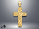 Load image into Gallery viewer, 14K Yellow Gold or White Gold Polished/Textured Nugget Style Cross Pendant with Necklace Chain Options
