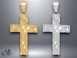 Load image into Gallery viewer, 14K Yellow Gold or White Gold Polished/Textured Nugget Style Cross Pendant with Necklace Chain Options
