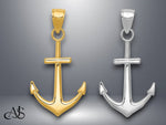 Load image into Gallery viewer, 14K Yellow Gold or White Gold Polished Anchor Pendant with Necklace Chain Options
