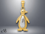 Load image into Gallery viewer, 14K Yellow and White Gold Polished/Textured Penguin Pendant with Necklace Chain Options

