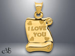 Load image into Gallery viewer, 14K Yellow Gold Polished/Textured I LOVE YOU Pendant with Necklace Chain Options
