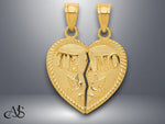 Load image into Gallery viewer, 14K Yellow Gold Break Apart Diamond-cut TE AMO Heart Pendant with Necklace Chain Options
