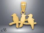 Load image into Gallery viewer, 14K Yellow Gold Polished Three Birds on a Branch Pendant with Necklace Chain Options
