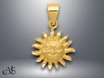 Load image into Gallery viewer, 14K Yellow Gold Satin Diamond-cut Sun Pendant with Necklace Chain Options
