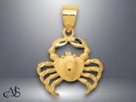 Load image into Gallery viewer, 14K Yellow Gold Satin Diamond-cut Crab Pendant with Necklace Chain Options
