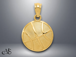 Load image into Gallery viewer, 14K Yellow Gold Satin and Polished Basketball Pendant with Necklace Chain Options
