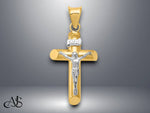 Load image into Gallery viewer, 14K Two-Tone Gold Polished Crucifix Pendant with Necklace Chain Options
