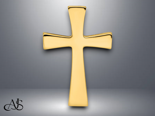 14K Yellow Gold or White Gold Polished Cross Chain Slide with Necklace Chain Options