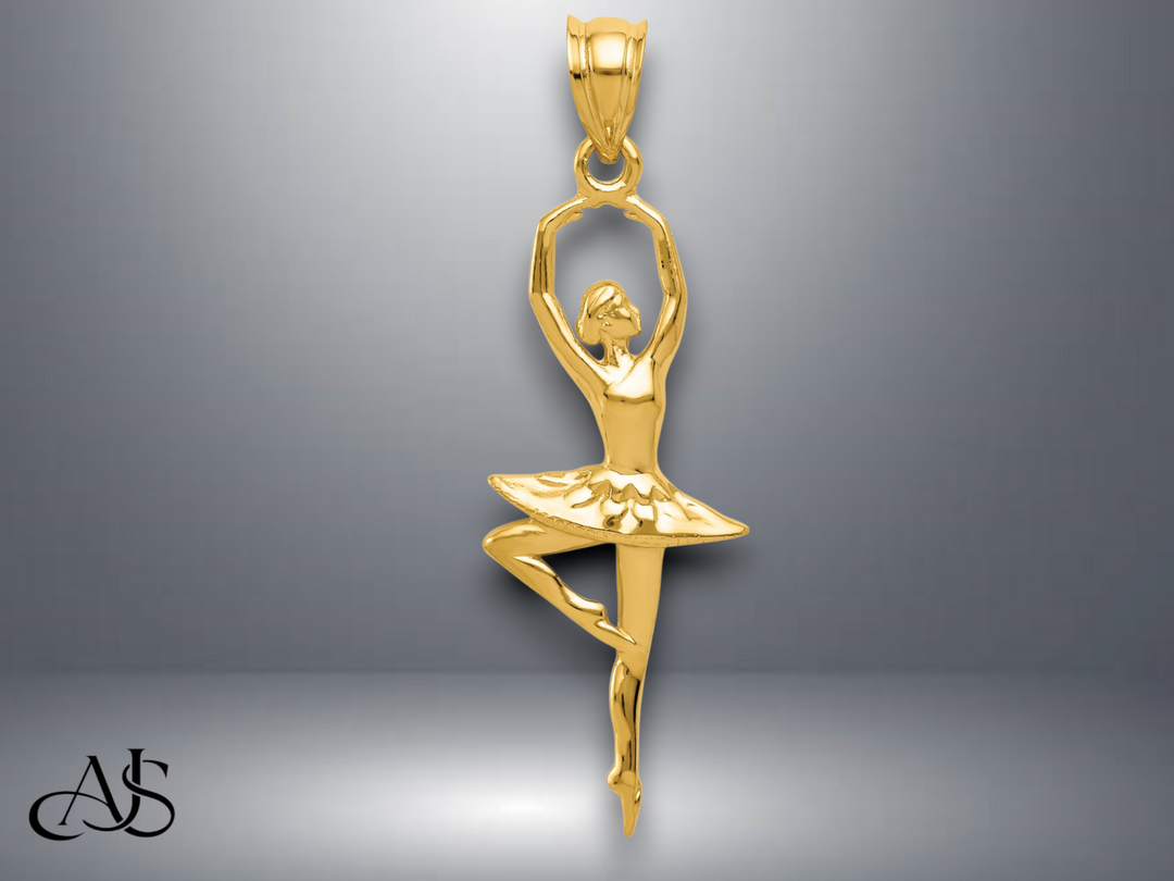 14K Yellow Gold Polished Large/ Small Ballerina Pendant with Necklace Chain Options
