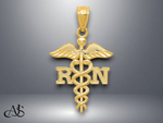 Load image into Gallery viewer, 14K Yellow Gold Diamond-cut Polished RN Nurse Pendant with Necklace Chain Options
