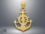 Load image into Gallery viewer, 14K Yellow Gold Satin Diamond-cut Anchor Pendant with Necklace Chain Options
