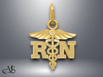 Load image into Gallery viewer, 14K Yellow Gold Diamond-cut Polished RN Nurse Pendant with Necklace Chain Options
