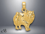 Load image into Gallery viewer, 14K Yellow Gold Polished Pomeranian Dog Charm with Necklace Chain Options
