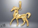 Load image into Gallery viewer, 14K Yellow Gold 3-D Horse Charm with Necklace Chain Options
