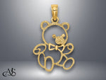 Load image into Gallery viewer, 14K Yellow Gold Cut out Teddy Bear Charm with Necklace Chain Options
