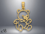Load image into Gallery viewer, 14K Yellow Gold Cut out Teddy Bear Charm with Necklace Chain Options
