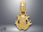 Load image into Gallery viewer, 14K Yellow Gold 2-D Textured Miniature Frog Charm with Necklace Chain Options

