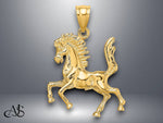Load image into Gallery viewer, 14K Yellow Gold Polished Horse Charm with Necklace Chain Options
