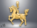 Load image into Gallery viewer, 14K Yellow Gold Polished Open Back Horse Charm with Necklace Chain Options
