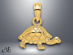 Load image into Gallery viewer, 14K Yellow Gold Polished and Engraved Mini Turtle Charm with Necklace Chain Options
