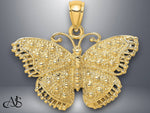 Load image into Gallery viewer, 14K Yellow Gold Textured Butterfly Charm with Necklace Chain Options
