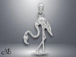Load image into Gallery viewer, 14K Yellow Gold or White Gold 3-D Textured Flamingo Charm with Necklace Chain Options
