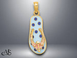 Load image into Gallery viewer, 14K Yellow Gold 3D Enamel Flip-Flop Charm with Necklace Chain Options
