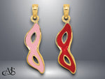 Load image into Gallery viewer, 14K Yellow Gold 3-D and Beveled Pink or Red Enamel Masquerade Mask Pendant with Necklace Chain Options
