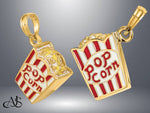 Load image into Gallery viewer, 14K Yellow Gold 3-D Enameled Bag of Popcorn Charm with Necklace Chain Options
